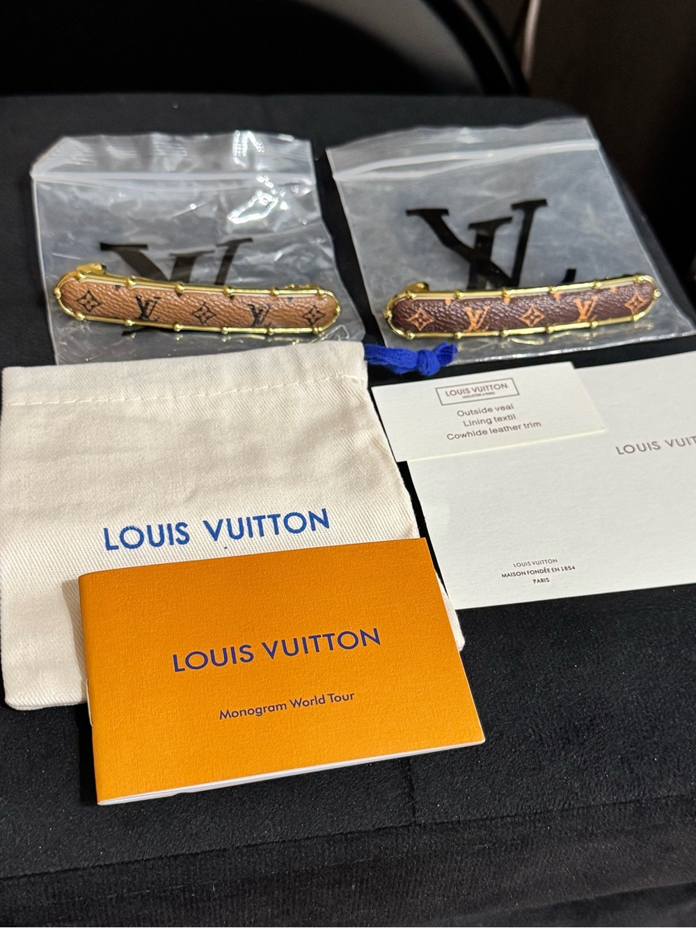 Louis Vuitton Brown Monogram Gold-Tone Barrette